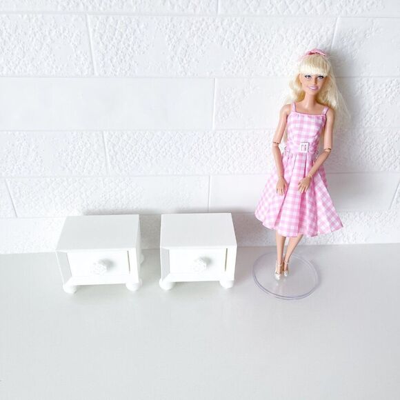 Miniature Barbie Nightstands (Set of 2) White 3D Printed Dollhouse Furniture - Picture 6 of 6